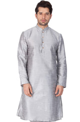 Men's Cotton Art Silk Solid Kurta In Grey