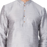 Men's Cotton Art Silk Solid Kurta In Grey