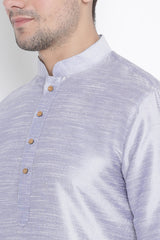 Men's Cotton Art Silk Kurta Set In Light Blue