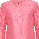 Men's Cotton Art Silk Solid Kurta And Pajama Set In Pink