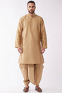 Buy Men's Blended Silk Solid Kurta Set in Rose Gold