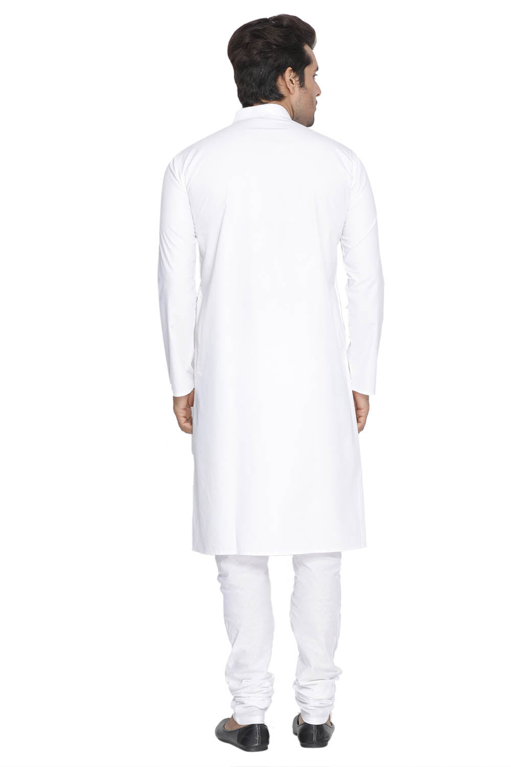 Men's Blended Cotton Kurta Set In White