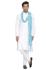 Men's Blended Cotton Kurta Set In White