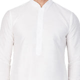 Men's Cotton Art Silk Solid Kurta In White