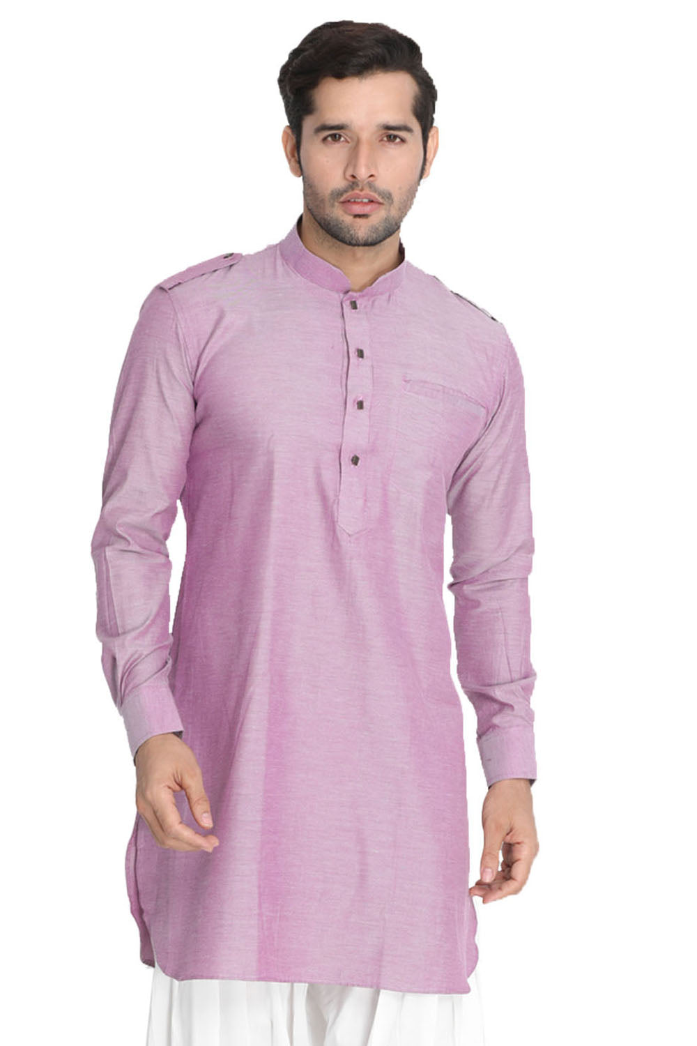 Men's Blended Cotton Kurta In Purple