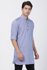 Men's Blended Cotton Kurta In Blue