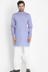 Men's Blended Cotton Kurta In Blue