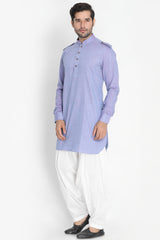 Men's Blended Cotton Kurta Set in Blue