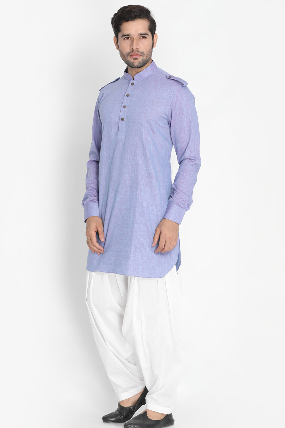 Men's Blended Cotton Kurta Set in Blue