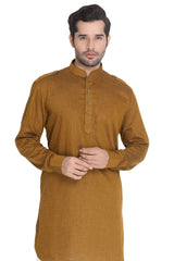 Men's Blended Cotton Kurta In Brown