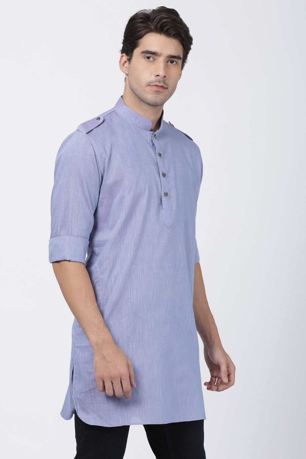 Men's Blended Cotton Kurta In Pink