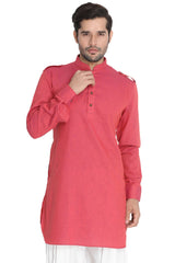 Men's Blended Cotton Kurta In Pink