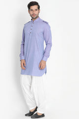 Men's Blended Cotton Kurta Set in Pink