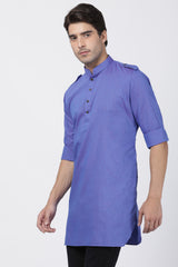 Men's Blended Cotton Kurta In Blue