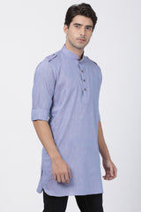 Men's Blended Cotton Kurta In Blue