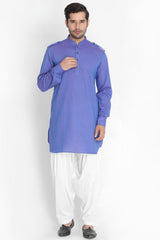 Men's Blended Cotton Kurta In Blue