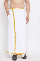 White Blended Cotton Lungi for Men's
