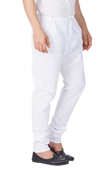 Men's Cotton Solid Churidar Pyjama in White