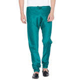 Men's Cotton Art Silk Solid Churidar Pajama In Green