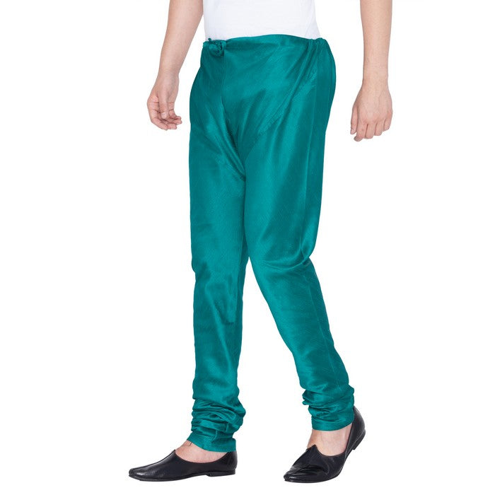 Men's Cotton Art Silk Solid Churidar Pajama In Green