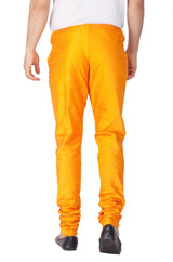 Men's Cotton Art Silk Solid Churidar Pajama In Orange