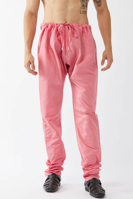 Buy Men's Cotton Silk Blend Solid Churidar in Pink