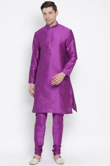 Men's Cotton Churidar Pajama In Purple