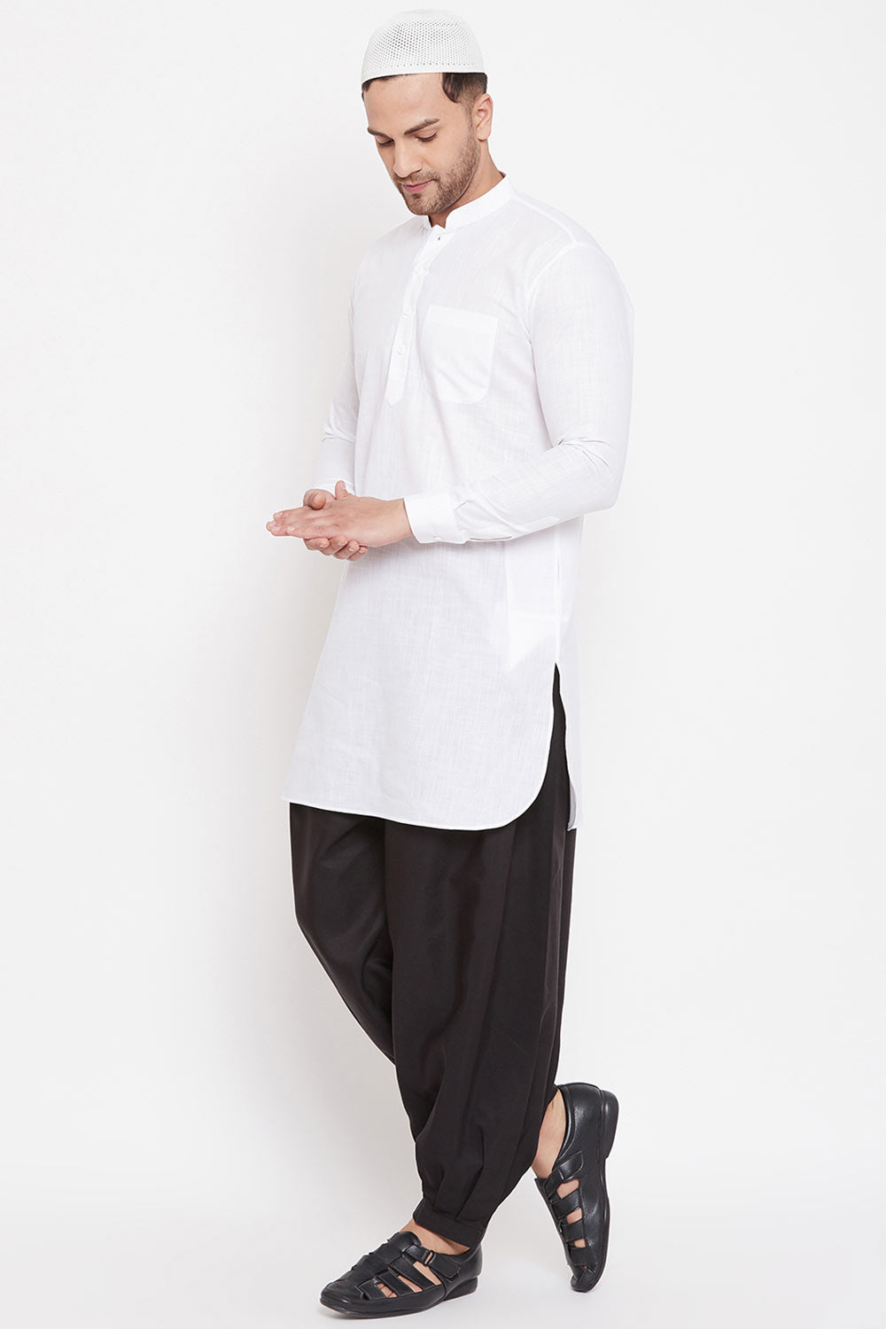 Buy Men's Pathani Kurta Set in White