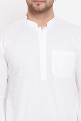 Shop Men's Cotton Linen Pathani Kurta Set in White