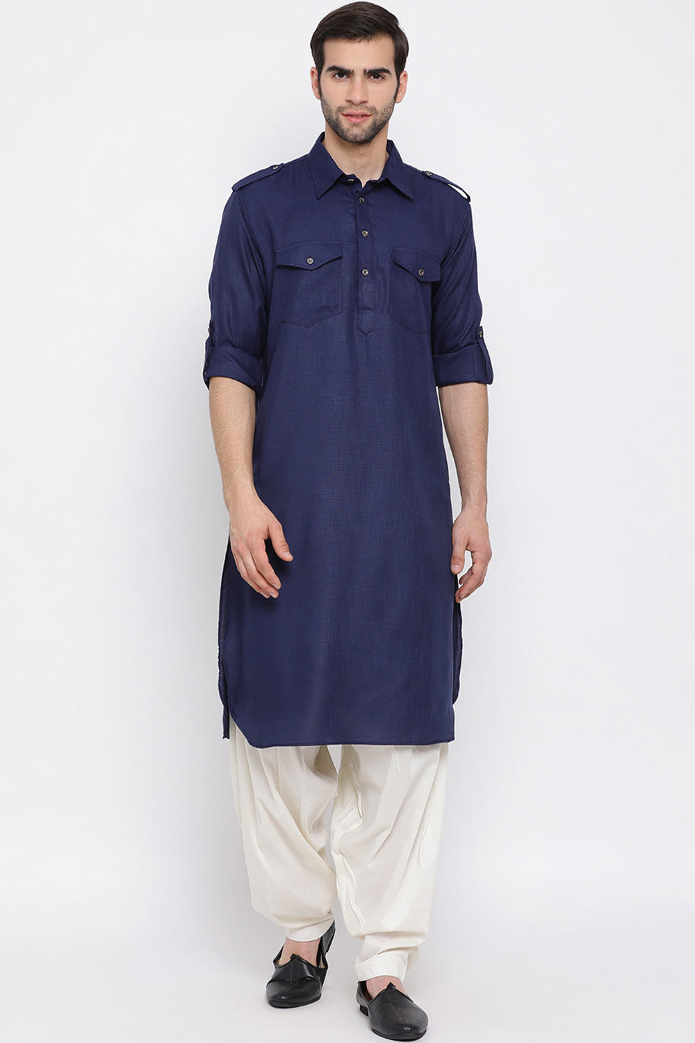 Shop Blue Solid Pathani Kurta Set