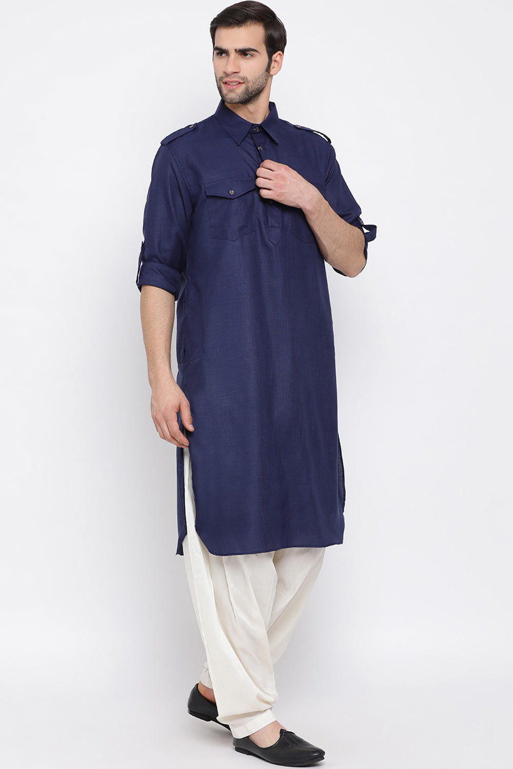 Buy Men's Pathani Kurta Set in Blue