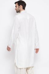 Solid White Pathani Kurta for Festive Wear