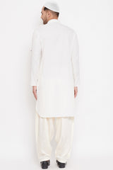 Buy Men's Solid Pathani Kurta Set in Cream