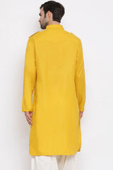 Solid Mustard Pathani Kurta for Festive Wear