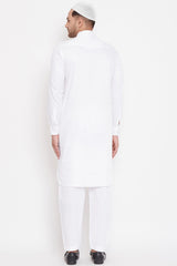 Buy Men's Solid Pathani Kurta Set in White