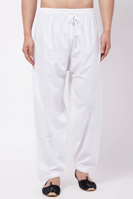 Buy Men's blended Cotton Solid Pyjama in White