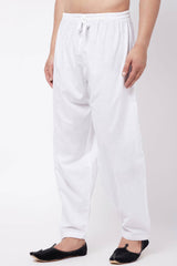 Buy Men's blended Cotton Solid Pyjama in White - Front