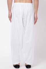 Buy Men's blended Cotton Solid Pyjama in White - Back