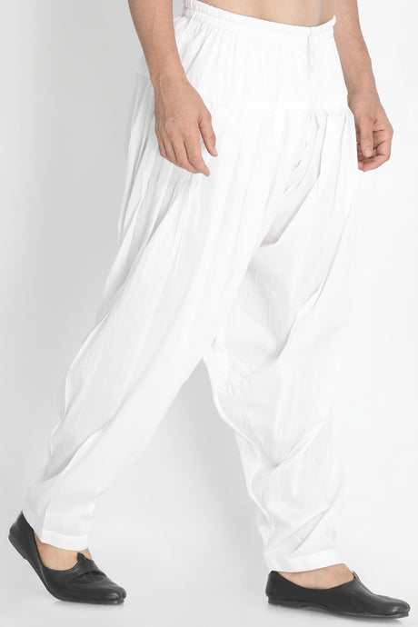 Men's Blended Cotton Patiala Pyjama in White