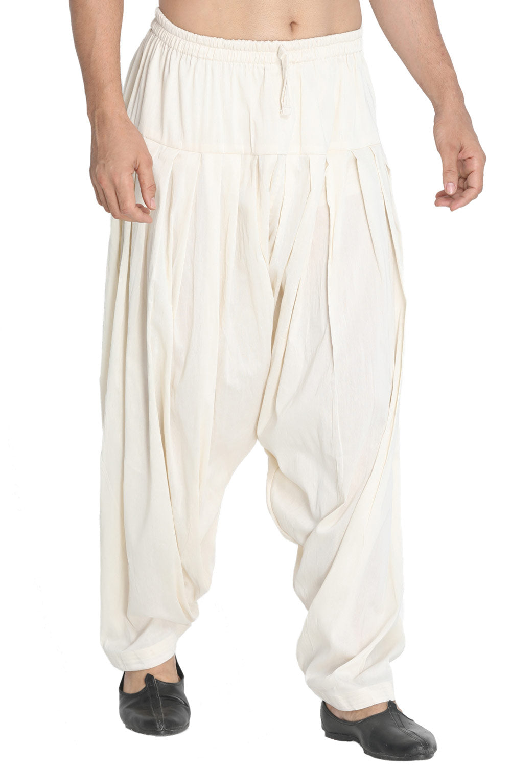 Buy Blended Cotton Solid Pyjama in Cream