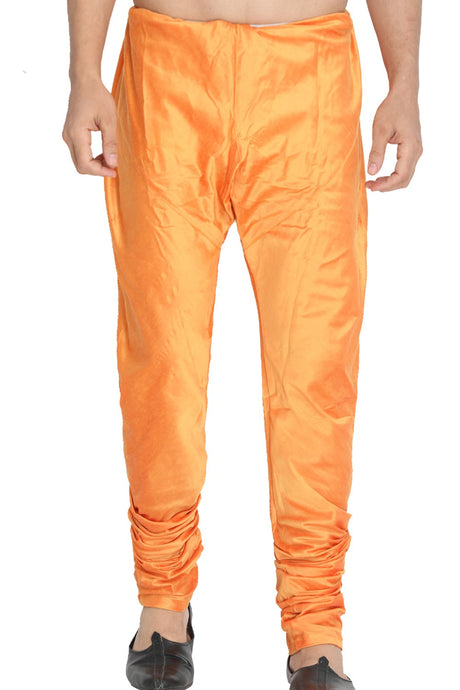 Buy Men's Cotton Blend Solid Churidar Pyjama in Orange