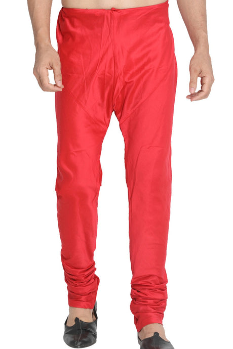 Buy Men's Cotton Blend Solid Churidar Pyjama in Red
