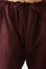 Buy Men's Cotton Silk Blend Solid Churidar in Wine - Side