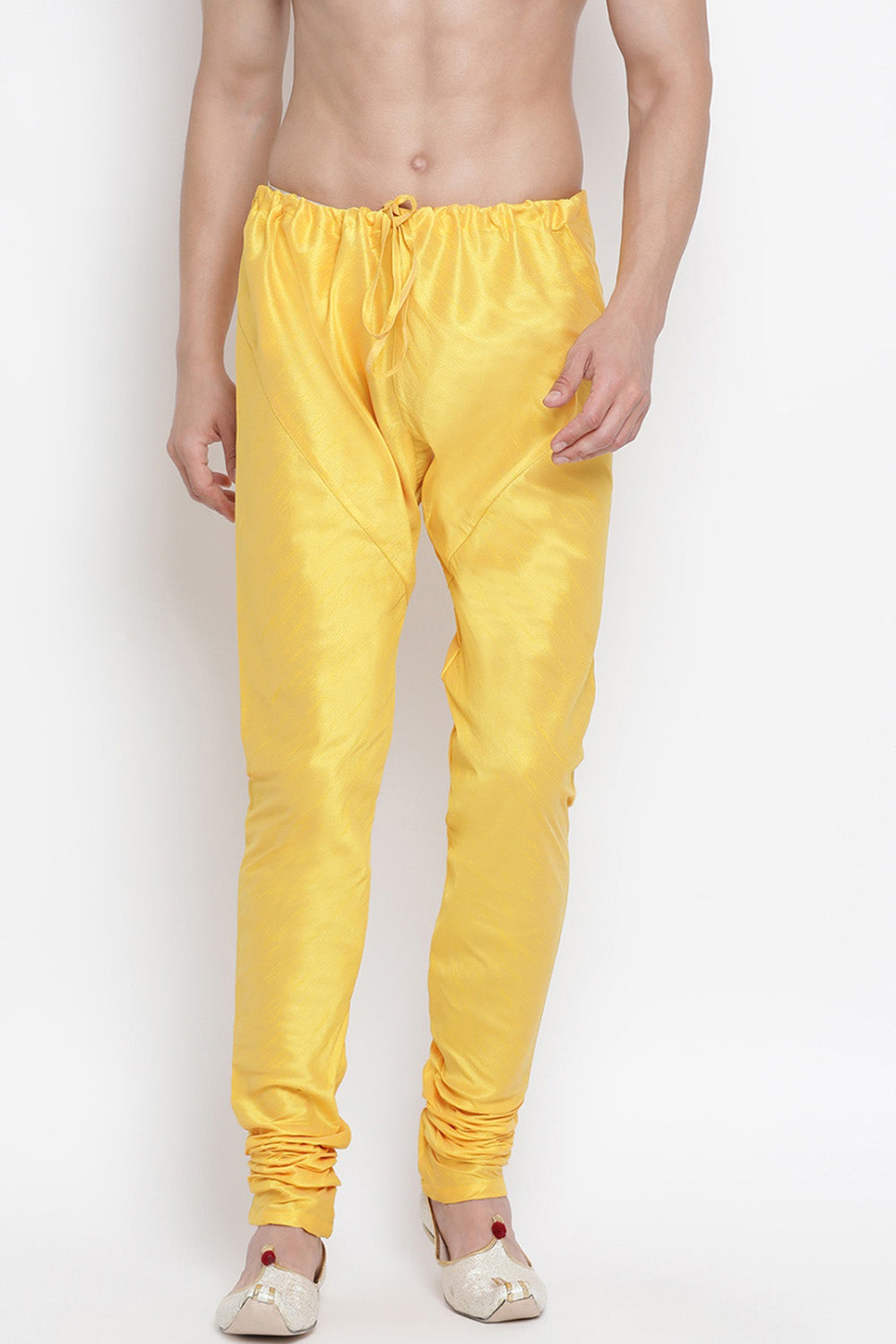 Men's Cotton Churidar Pajama In Yellow