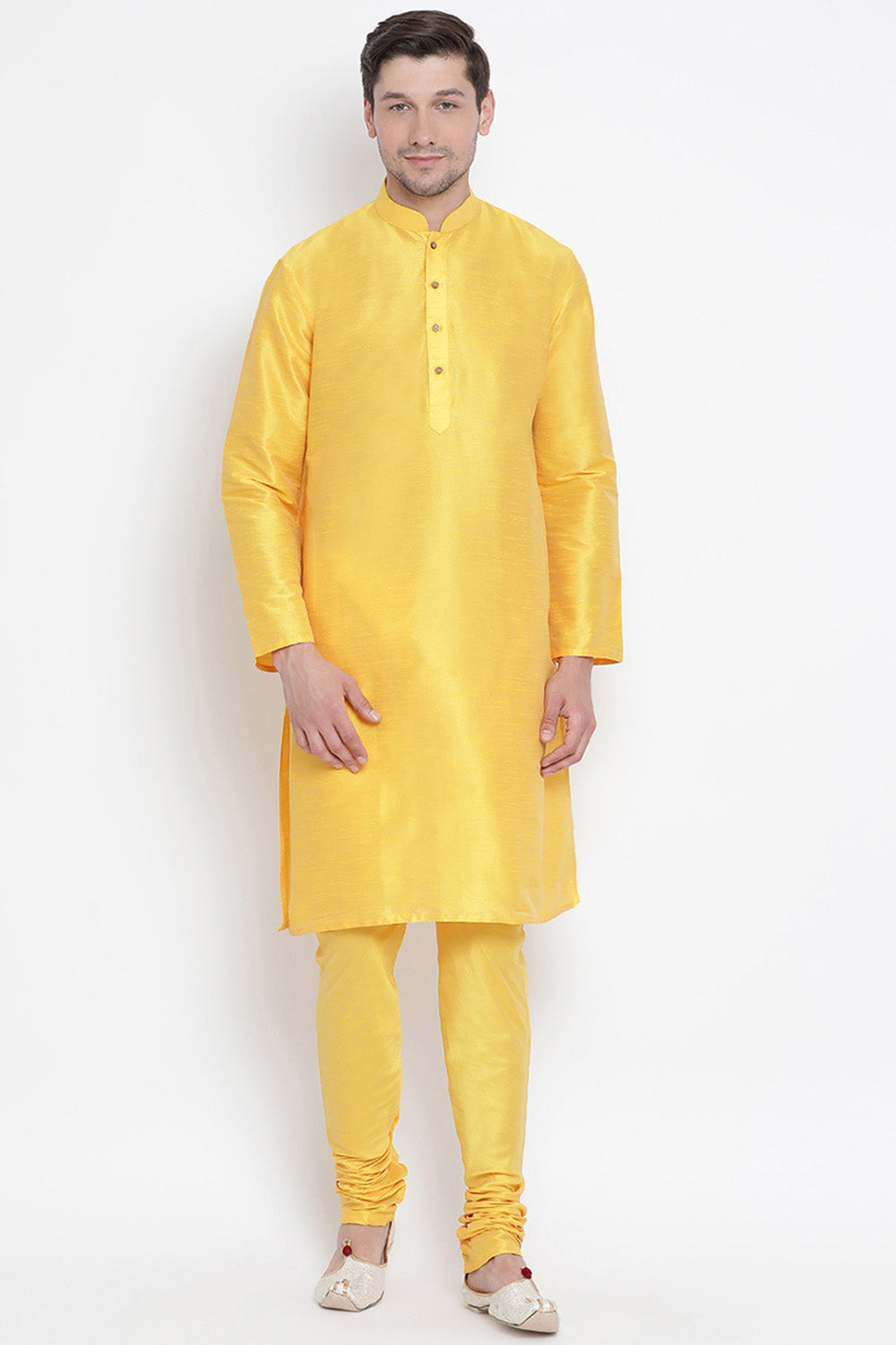 Men's Cotton Churidar Pajama In Yellow