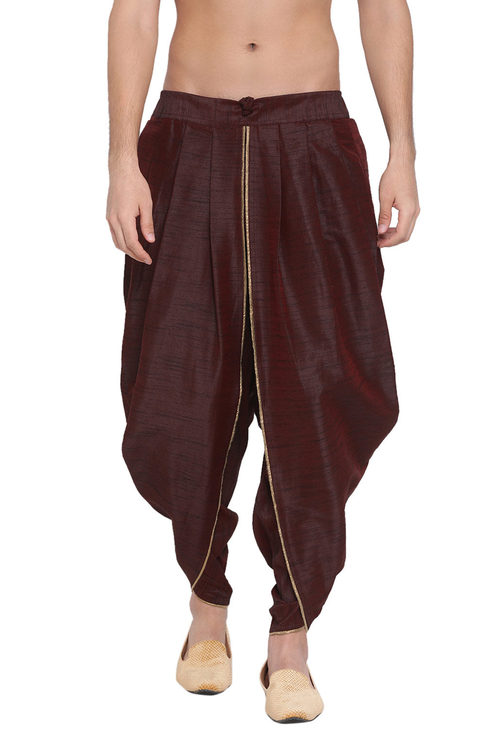 Buy Art Silk Solid Dhoti in Maroon