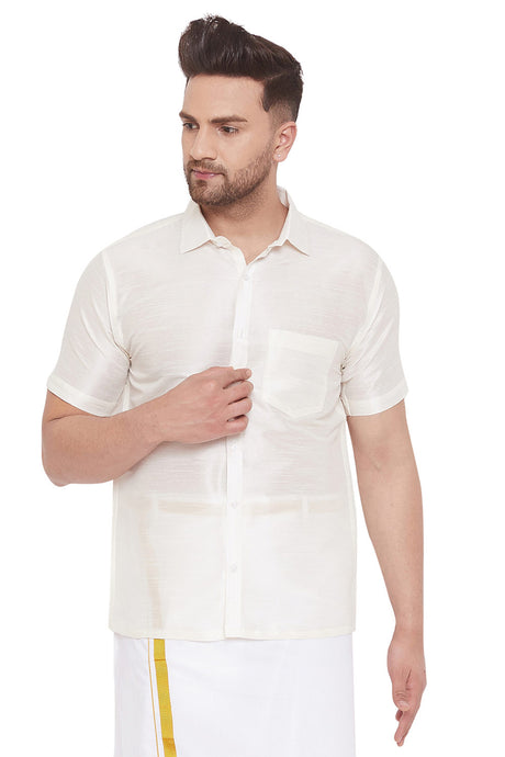 Buy Art Silk Solid Shirt in Cream