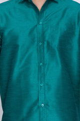 Solid Green Shirt and Mundu for Casual Wear