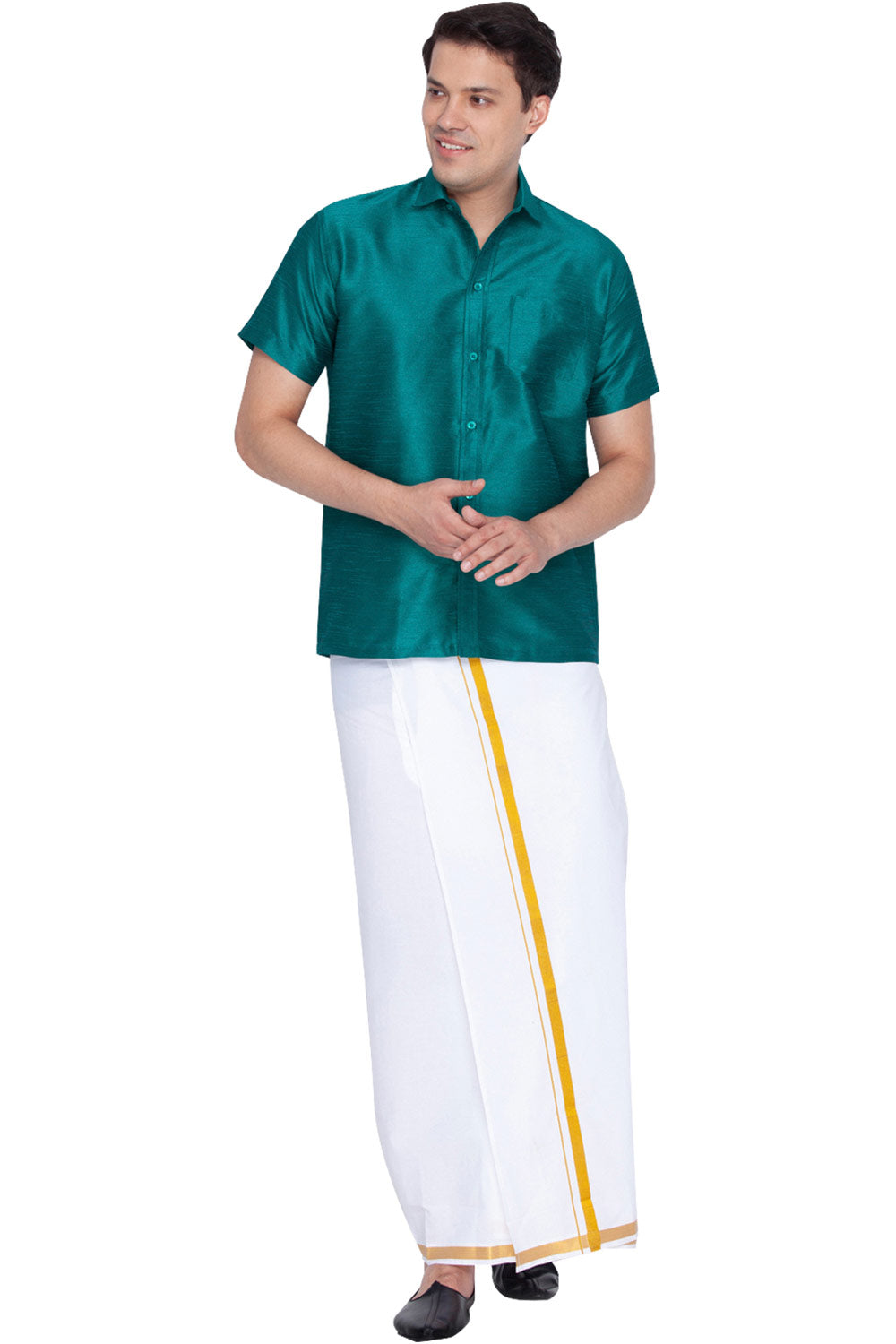 Green shirt sales with dhoti