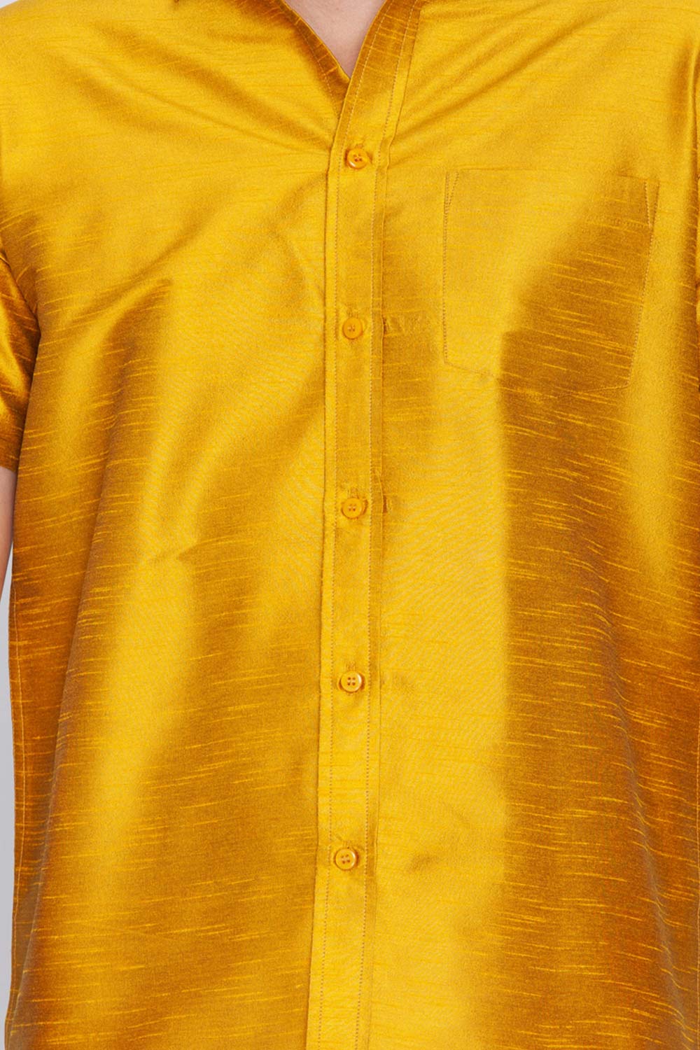 Solid Yellow Shirt and Mundu for Casual Wear